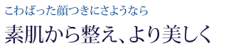 こわばった顔つきにさようなら素肌から整え、より美しく